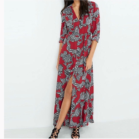 floral front slit maxi tunic